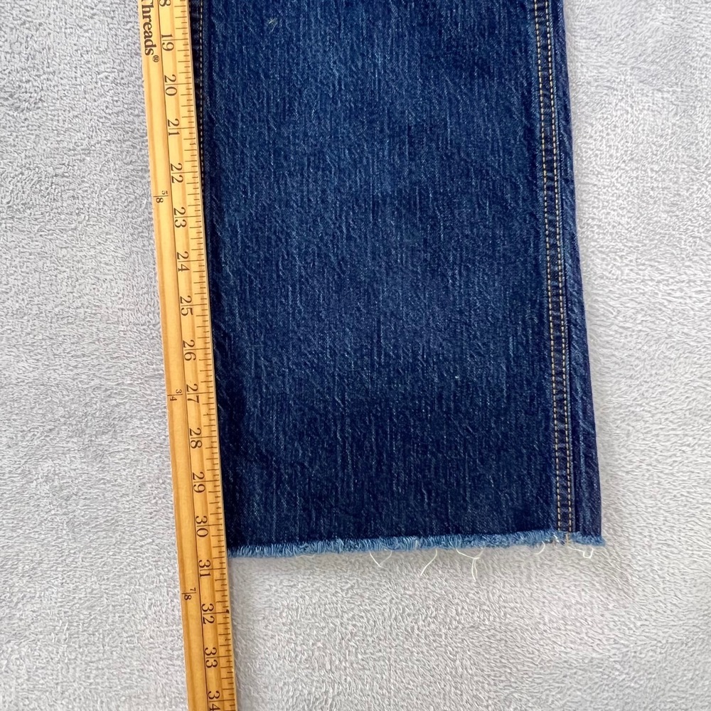 GAP Vintage Flare High Rise Jeans 31 12 Tall Dark Wash Rinsed Raw Hem Stretch - Picture 9 of 10